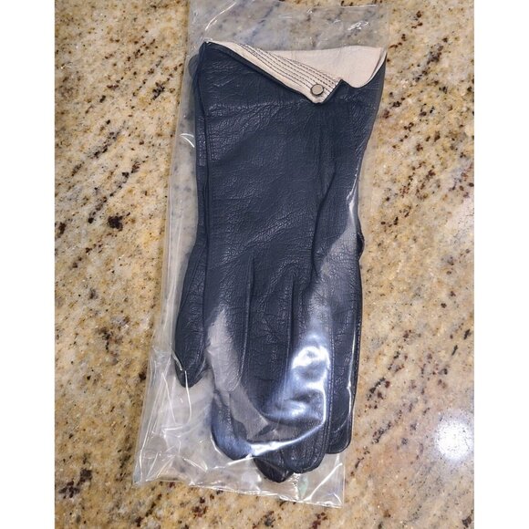 Vintage Size S Blue Leather 8" Gloves Nautical Look Fold over Wrist - Picture 13 of 13